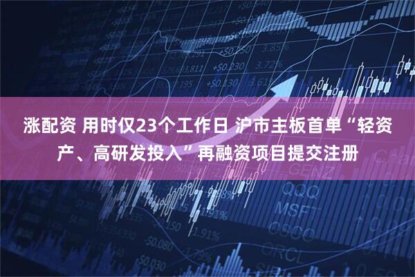 涨配资 用时仅23个工作日 沪市主板首单“轻资产、高研发投入”再融资项目提交注册